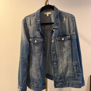 Abound / Nordstrom Jean Jacket Women's Light Blue Distressed Oversized - Size M